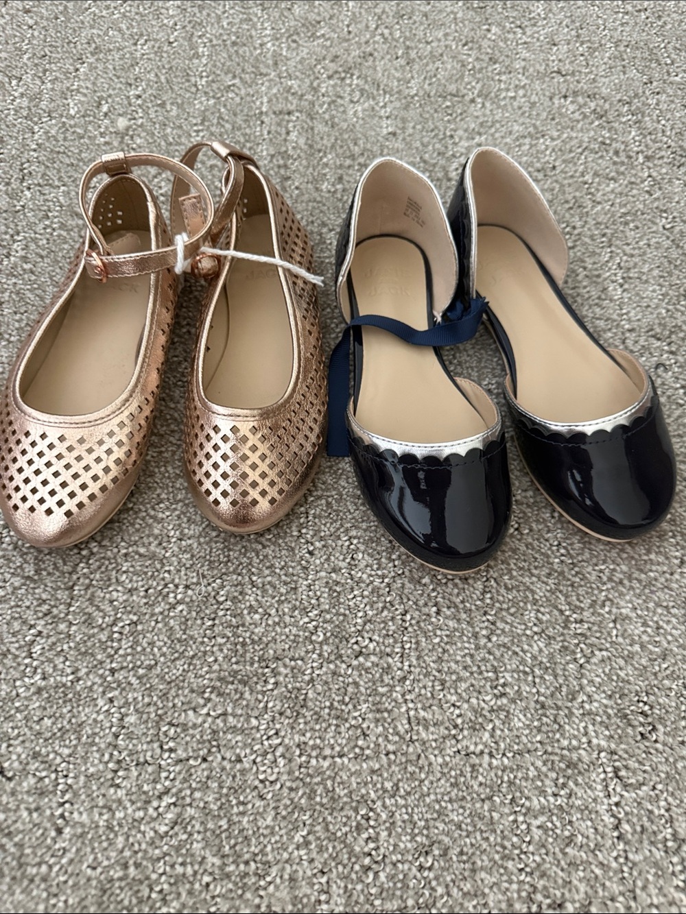 2 Kids Dress Ballet Flats in Rose Gold and Navy - Janie and Jack